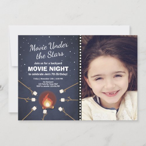 Movie Night Invitation Under the Stars Bonfire