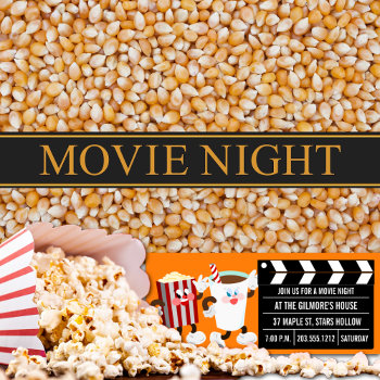 Movie Night Invitations (orange) by whupsadaisy4kids at Zazzle
