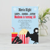 Movie Night Kids Birthday Party Invitation (Standing Front)
