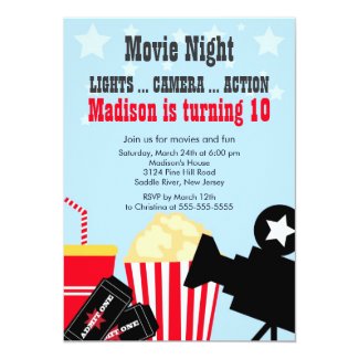 Movie Night Kids Birthday Party Invitation