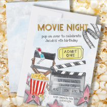 Movie Night Kids Birthday Party Invitation