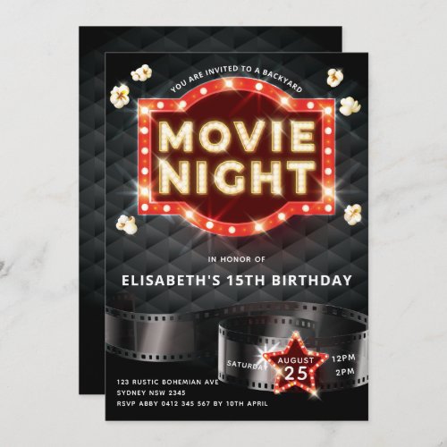 Movie Night Luxury Backyard Invitation