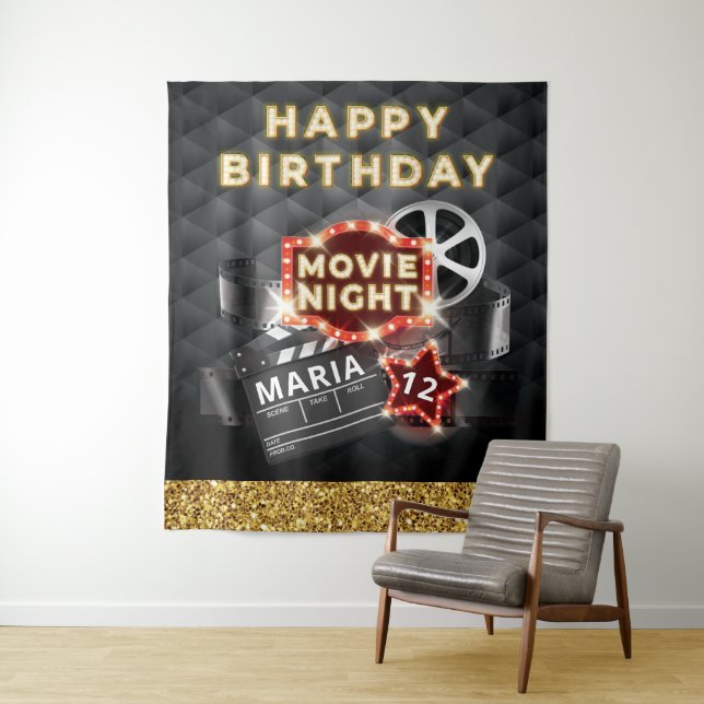 Movie Night Luxury Birthday Tapestry (In Situ)