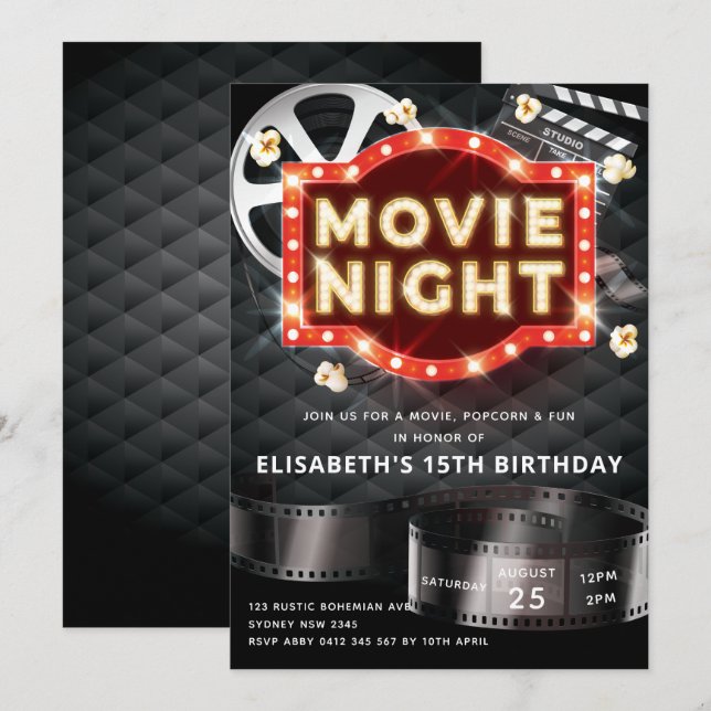 Movie Night Luxury Invitation (Front/Back)