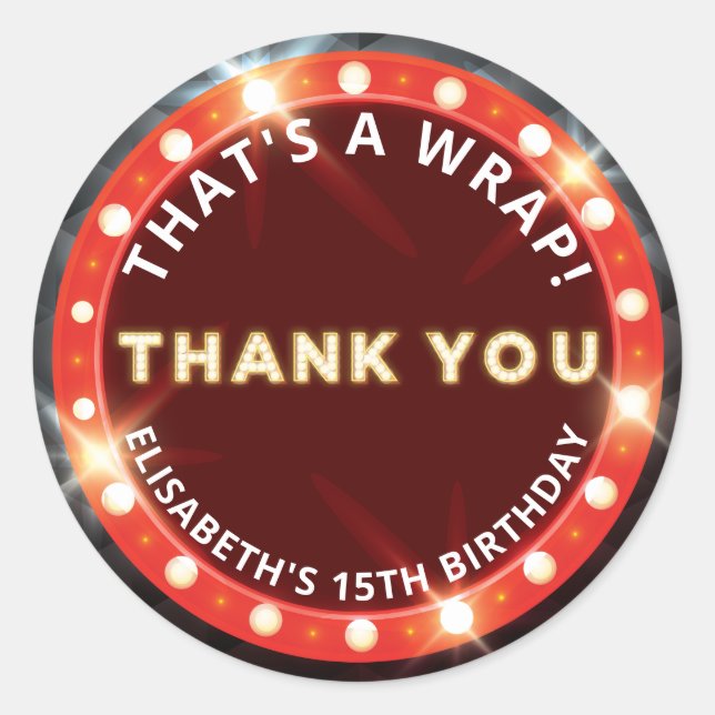 Movie Night Luxury Thank you Classic Round Sticker (Front)