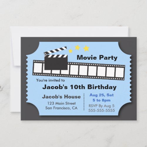Movie Night Party Birthday Party Invitation