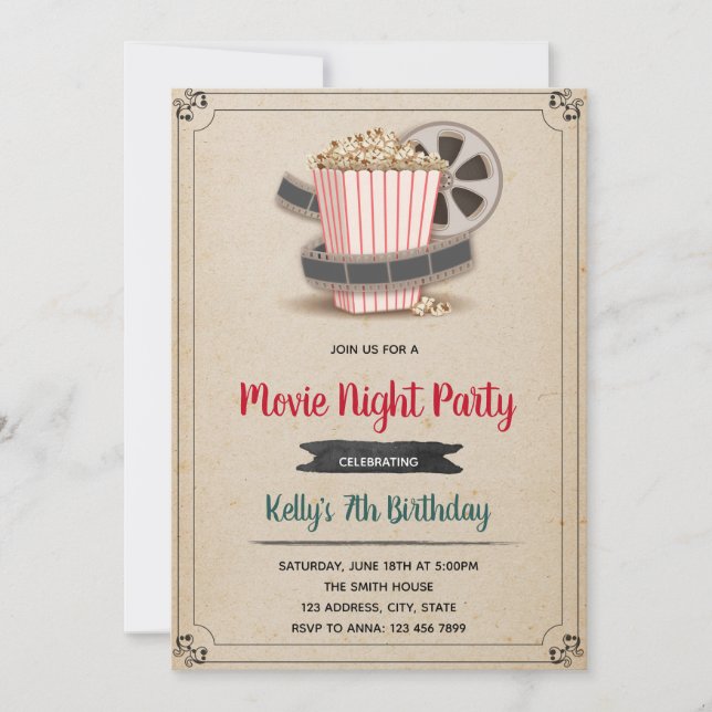 Movie night party invitation (Front)