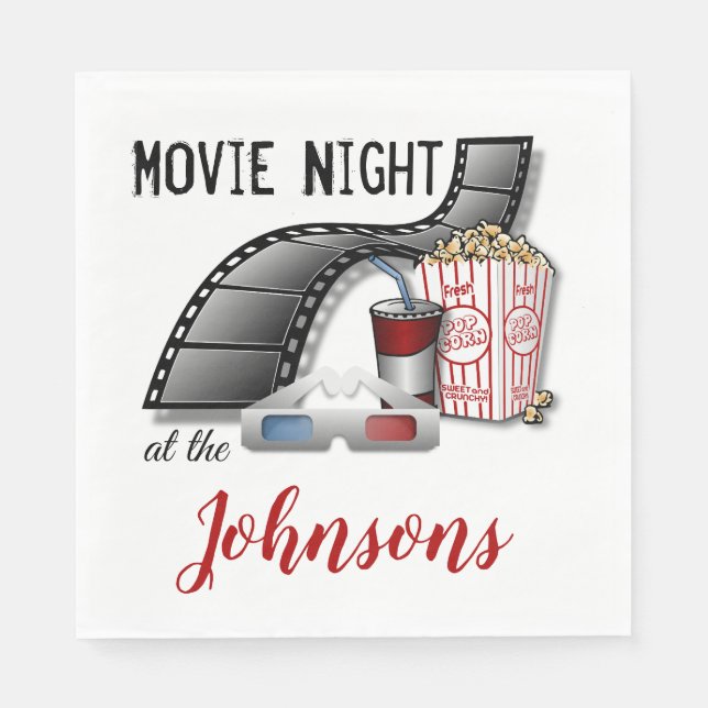 Movie Night Personalized Paper Napkins Custom (Front)
