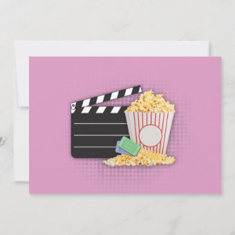 Movie Night Pink Cinema Birthday Party Photo Invitation | Zazzle