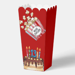 Movie Night Popcorn 13th Birthday Party Favor Boxes