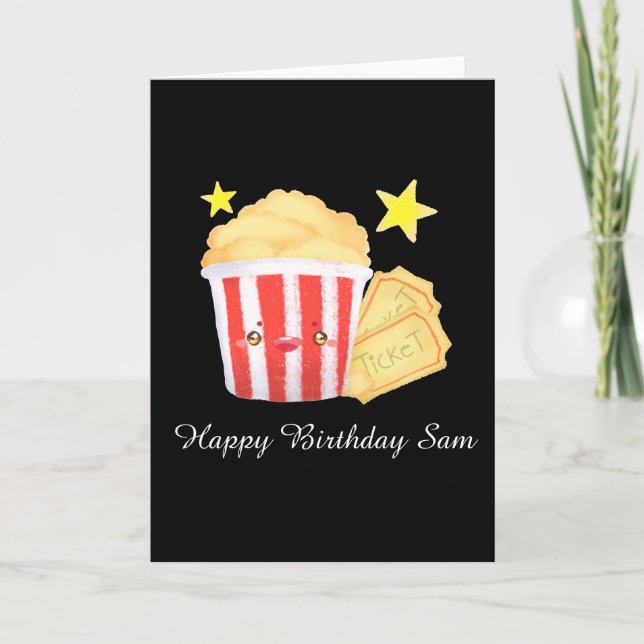 Movie Night Popcorn And Tickets Card (Front)