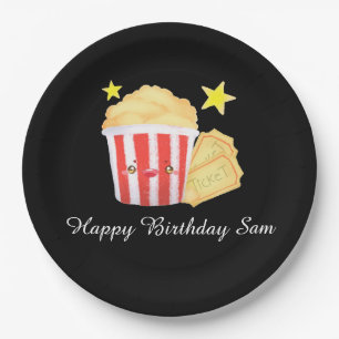 Movie Night Popcorn And Tickets Paper Plates