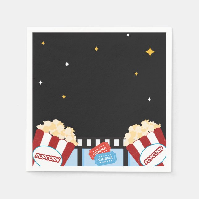 movie night popcorn backyard party napkins (Front)