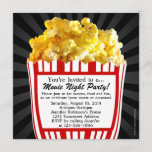 Movie Night Popcorn Custom Party Invitations, Sq. Invitation