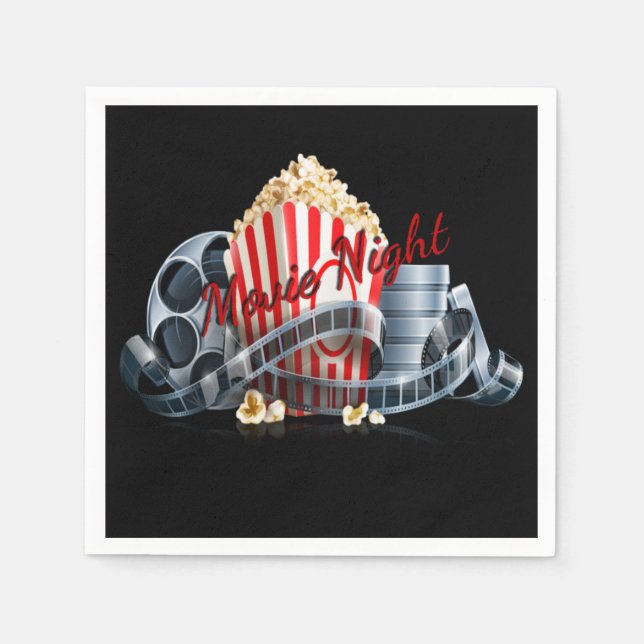 Movie Night Popcorn  Napkins (Front)