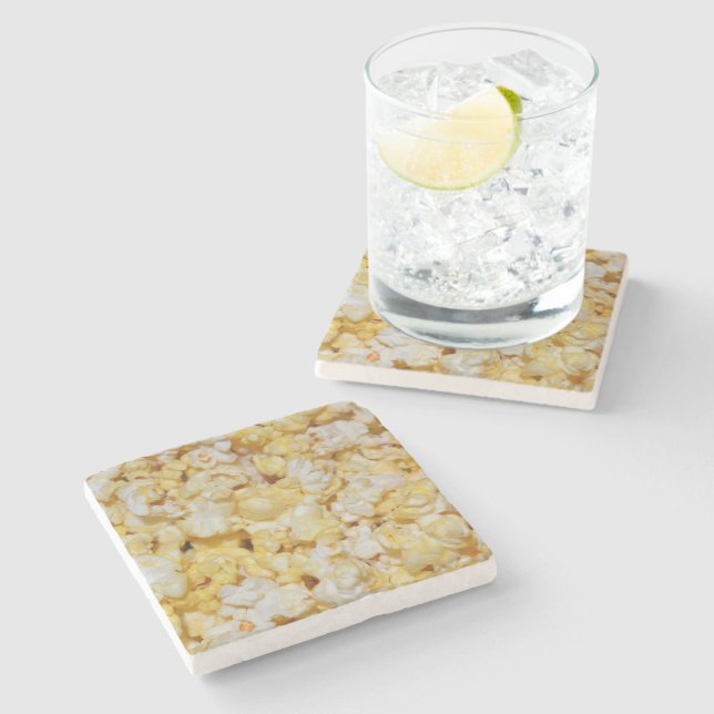Movie Night Popcorn Snack Butter Yummy Food Art Stone Coaster (Side)