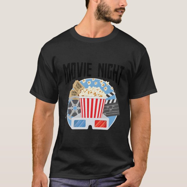 Movie Night Popcorn Theater Film Student T-Shirt (Front)