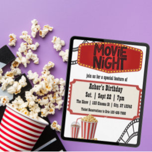 Movie Night Special Feature Birthday Invitation