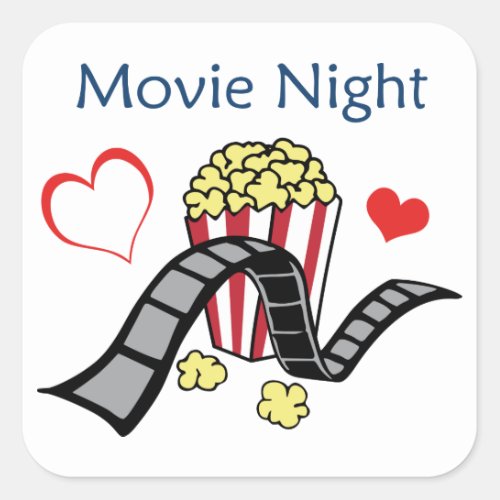 Movie Night Square Sticker