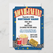 Movie Night Stars Birthday Party Invitation