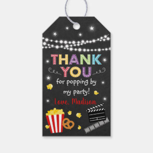 Movie Night Thanks For Popping By Birthday Gift Tags