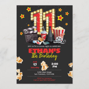 Movie night, Theater - 11th Birthday Invitation