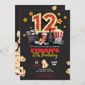 Movie night, Theater - 12th Birthday Invitation (Front/Back)