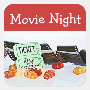 Movie Night Theater Birthday Party Stickers by Everything_Grandma at Zazzle