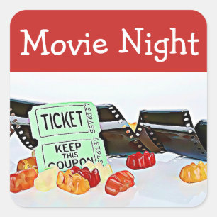 Movie Night Theater Birthday Party Stickers