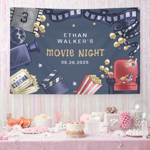 Movie Night Theater Birthday Welcome  Banner