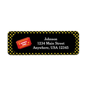Movie Night Theme Admit One Ticket Personalized Label