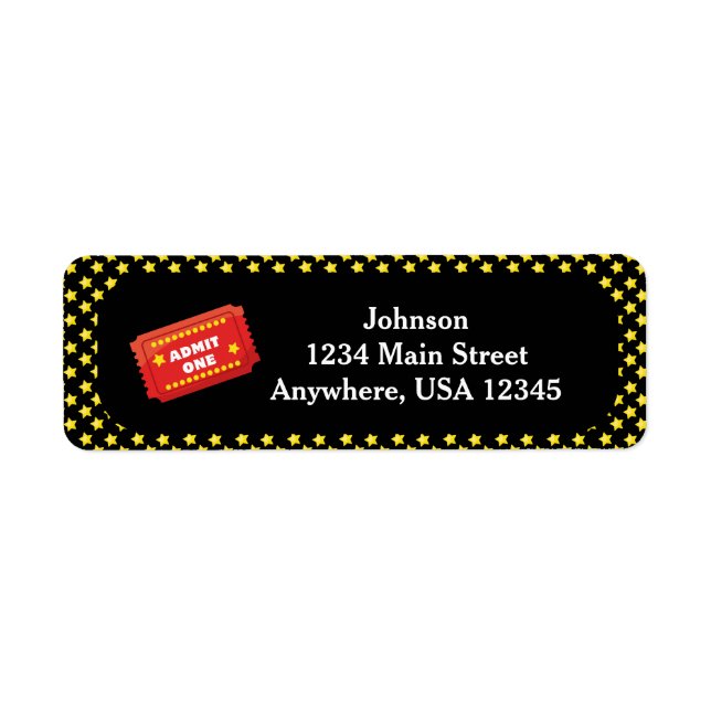 Movie Night Theme | Admit One Ticket  Personalized Label (Front)
