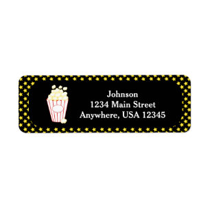Movie Night Theme Popcorn Personalized Label