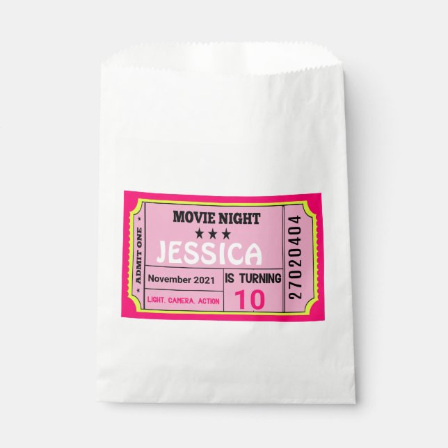 Movie Night Ticket Birthday Girl Custom  Favor Bag (Front)