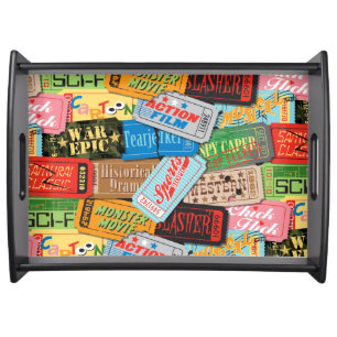 Movie Night Ticket Patterned Serving Tray