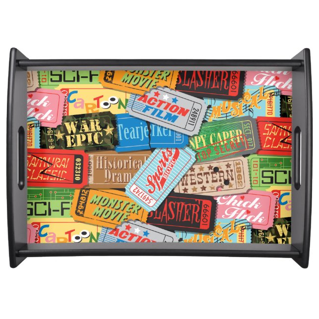 Movie Night Ticket Patterned Serving Tray (Front)