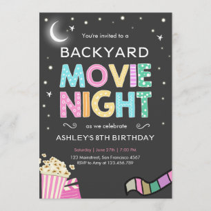 Movie Night Under the Stars Birthday Invitation