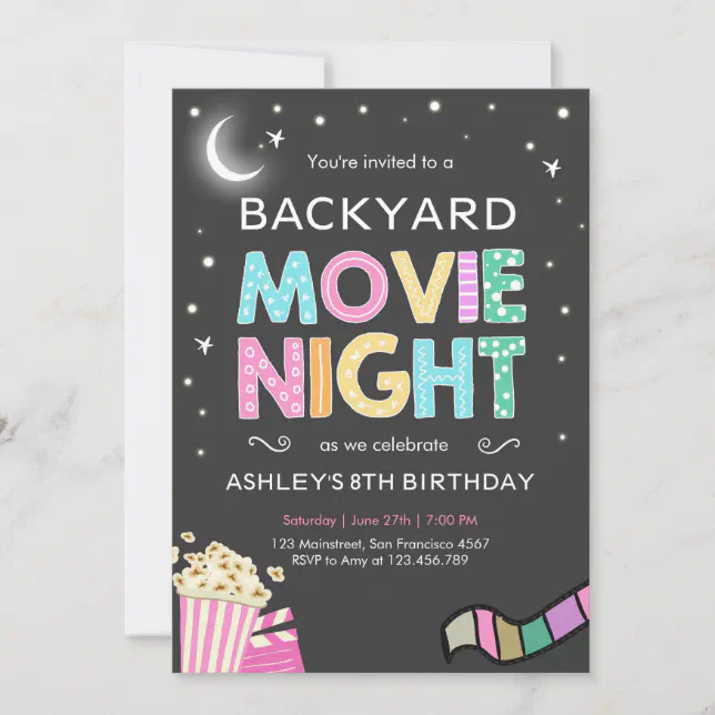 Movie Night Under the Stars Birthday Invitation | Zazzle