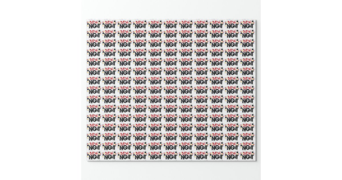 Movie Night word art wrapping paper theme | Zazzle