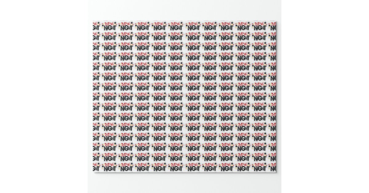 Movie Night word art wrapping paper theme | Zazzle