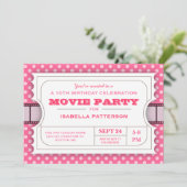 Movie Party Birthday Party Admission Ticket | Pink Invitation (Standing Front)