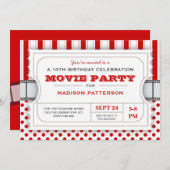 Movie Party Birthday Party Admission Ticket | Red Invitation (Front/Back)