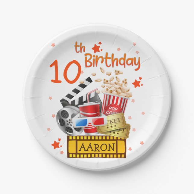 Movie Party Cinema Theater Birthday Matching  Paper Plates (Front)