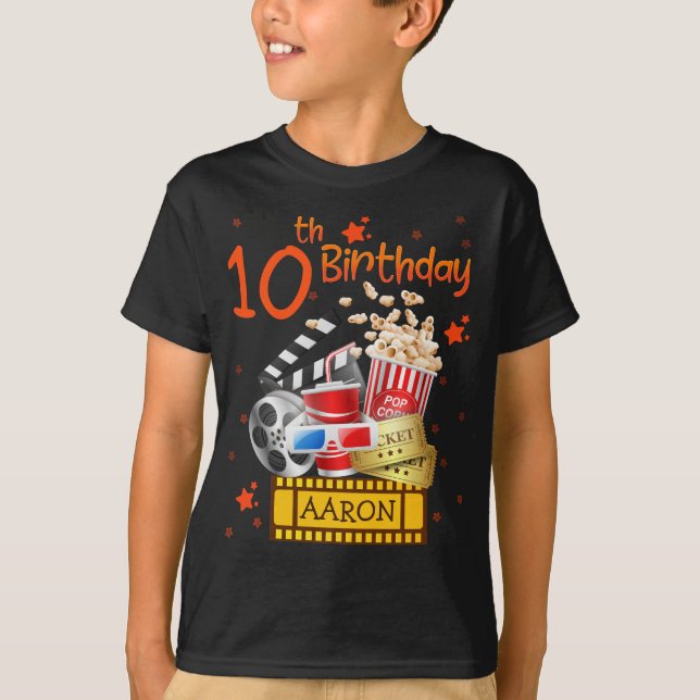 Movie Party Cinema Theater Birthday Matching T-Shirt (Front)