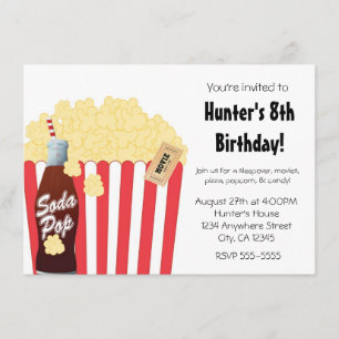 Movie Party Event Popcorn & Soda Pop Invitation