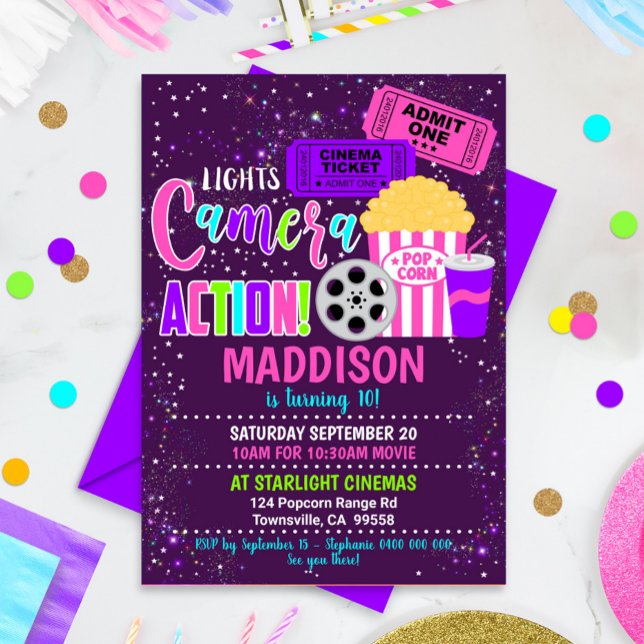 Movie Party Invitation Cinema Party Girl (Creator Uploaded)