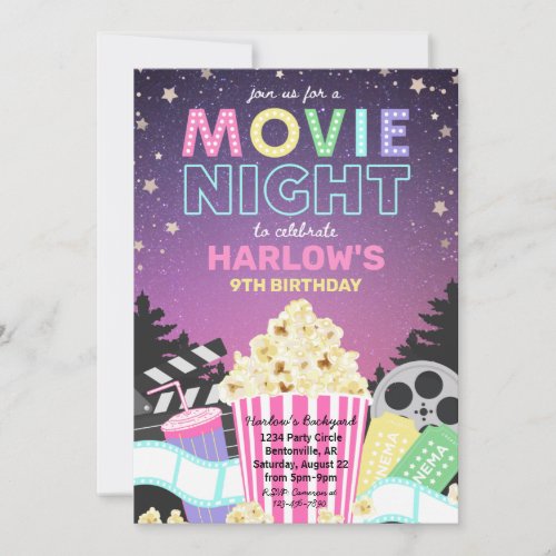 Movie Party Invitation  Movie Night Birthday