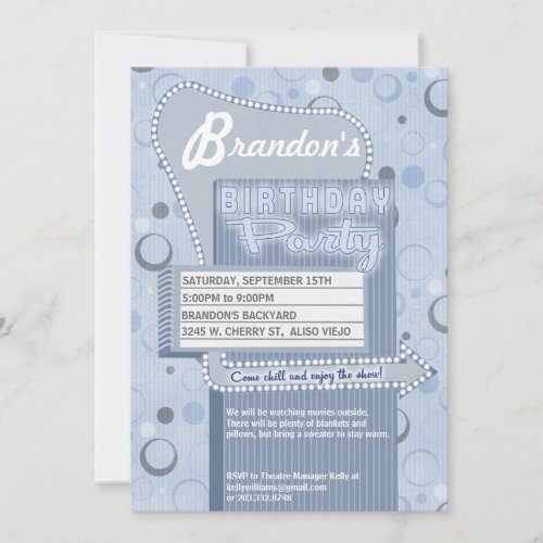 Movie Party Invitation Retro Drive In Marquee