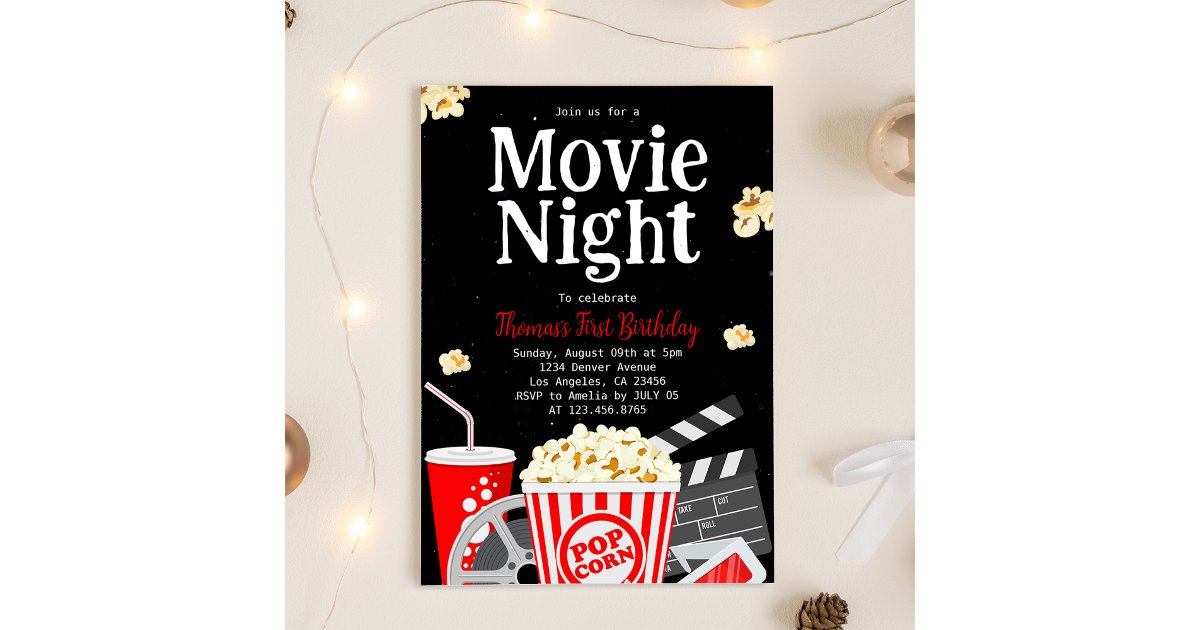 Movie Party | Movie Night Birthday Invitation | Zazzle