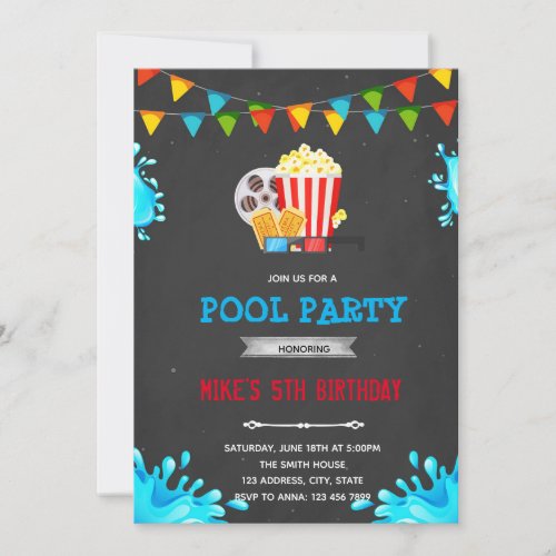 Movie pool party invitation